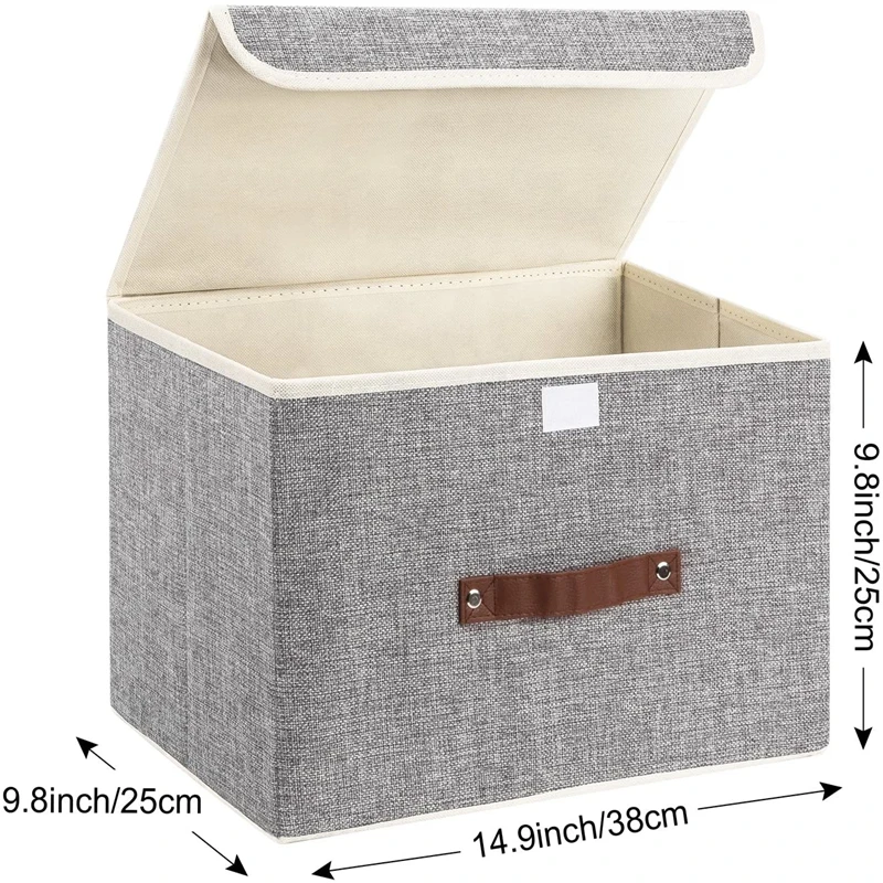 Foldable Storage Bins 2 Pack Storage Boxes  with handle (Gray)