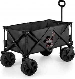 Folding beach wagon with beach wheels