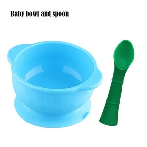 Food Grade Silicone Baby Feeding Bowl with spoon
