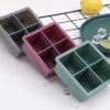 Food Grade Silicone Simple 4 Cavity Square Silicone Ice  Cube Cream Mold Tray Chocolate Candy DIY Tool