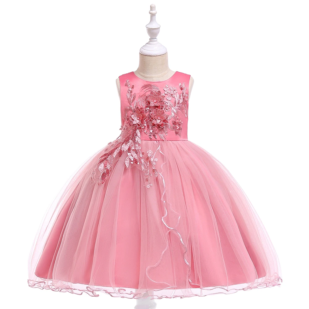 FSMKTZ Hot Selling 3-10 Year Baby Dress Kids Flower Party Wear Children Frock Designs L5060