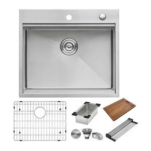 functional single bowl 304 201 stainless steel farm kitchen sink with accessories