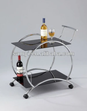Glass Wine Serving Trolley Cart