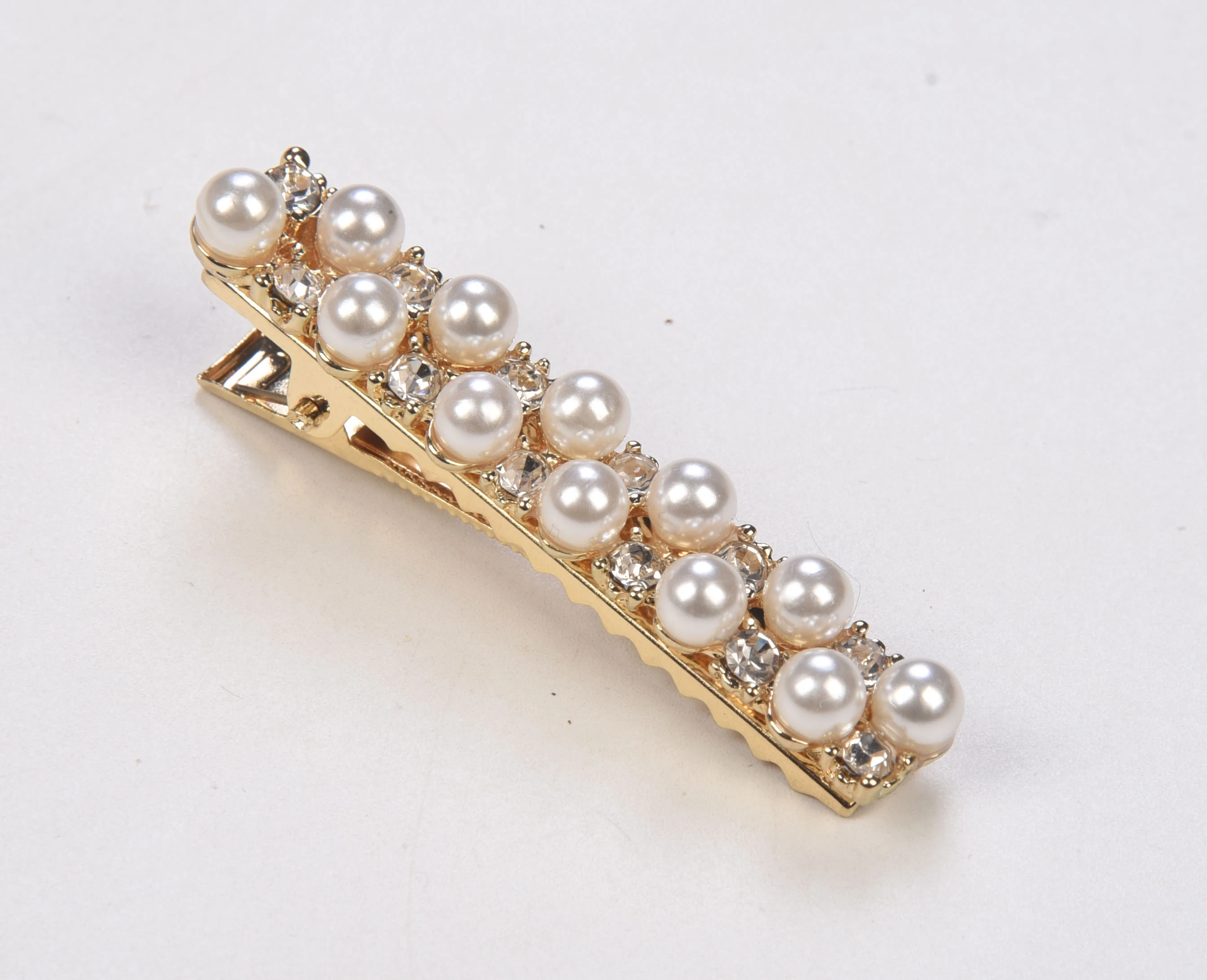 Gold plated hairgrips hair clip with crystals and pearls for girls
