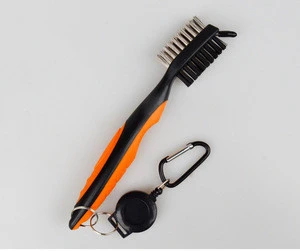 Golf club cleaning brush with two-sided and pointed