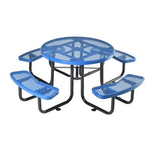 Good Quality Furniture 46&quot; Multi-function Outdoor Round Garden Perforated Metal Steel Top Table Set With 4 Chairs