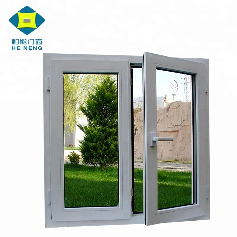 Guangzhou Low-e Glass Wood Grain Color PVC Casement Windows And Doors