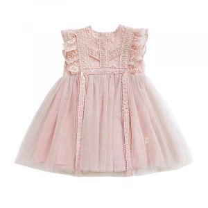 H6840/Boutique new design sleeveless embroidery mesh baby girls party dress