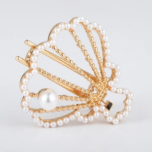 Hair Accessories Alloy Claw Clip High Quality Pearl Shell Shape Hair Claw Clip For Decoration