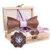 Handmade Custom Wooden Bow Tie and Handkerchief Gift Set Men Ties Wholesale Necktie Wood Bowtie and  Cufflink Acceptable OEM