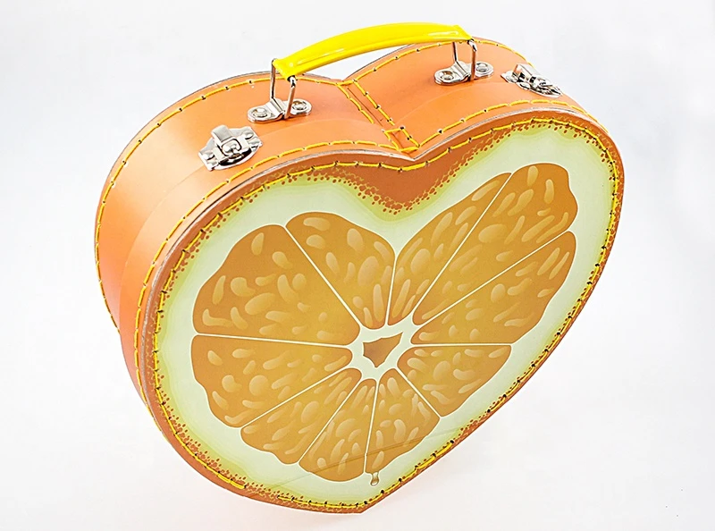Handmade orange heart shaped small paper suitcase valentine gift cute packing baby cardboard suitcase