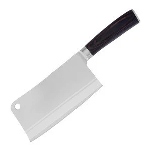 Heavy Duty Chinese Cleaver Chopper Knife 7 inch Carbon Steel Bone Chopping Kitchen Knife with wooden handle