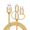 Hengye Quick Charging 3ft 6ft 10ft 5 Pin Micro Type C 8 pin 3 in 1 Usb Data Cable