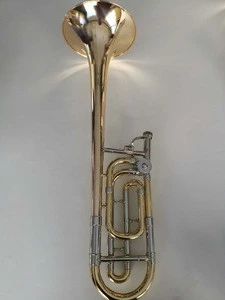 High grade Gold lacquer Bb/F key tenor Trombone with silver plated surface treatment available (JTB-187)