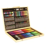 High quality 245 pieces stationery set with wood case, stationery art set for children