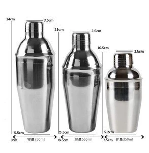 High Quality 550ml 750ml Stainless Steel Cocktail Shaker Set