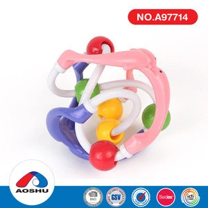 High quality colorful Plastic Rattle Baby Toy Ball for baby stroller