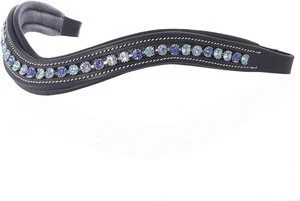High Quality Curved Soft Padded Clear Crystal Decorated Bling Browbands for Horses in Manufacturing Price