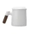 Import High Quality Customer Logo Glazed Ceramic Milk Tea Cup With Tea Strainer and Wood Handle from China