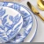 High quality fine bone china dinnerware, blue and white catering dinner plates