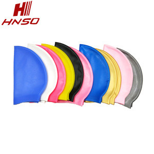 High quality nude custom printed silicone swimming cap with ear cover
