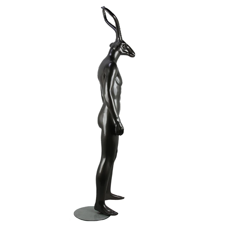 High quality window display  black color  Full Body antelope head  Male mannequin