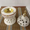 Hollow white ceramic Incense Oil Burner for Home Decorative