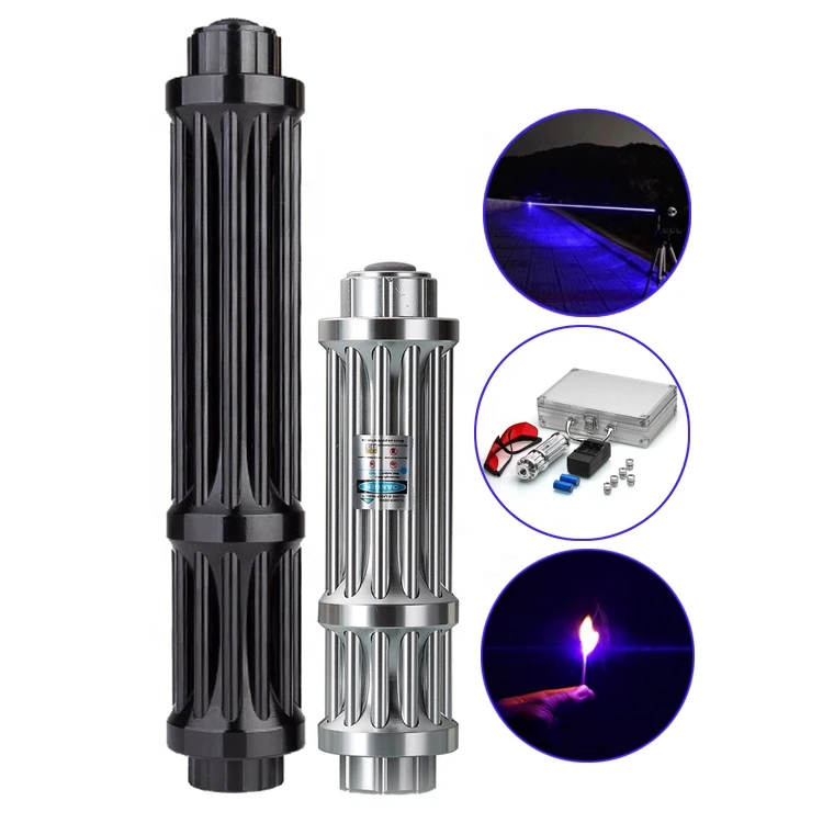 hot 5000000m silver color strong laser light high power blue 445nm 450nm 1W 3W 5W laser pointer