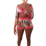 HOT sale 2 colors fashion printed two piece outfits for women