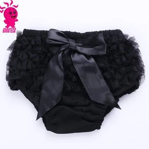 Hot sale baby clothes,new born infant baby black cotton bloomer with bow