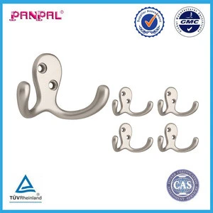 Hot sale customized traditional design iron nickel plated double prong robe hanging hooks