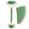 Hot Sale New Version Handle High Quality Rose jade Roller Set for facial massage and body massage/Green/aventurine quartz