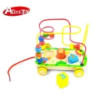 HOT sale wooden toy for kids my pull back car bead maze