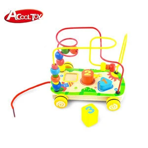 HOT sale wooden toy for kids my pull back car bead maze