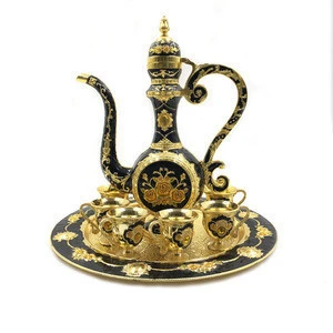 Hot sales Ramadan Kareenm Gifts Set Arabic Home Decoration Iron Zinc Alloy Plating Tea Pot Set