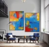 Hot Selling 2 Panel Colourful Abstract Oil Painting for Wall Decoration