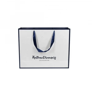 Hot Selling Custom Logo White Shopping Paper Bag With Handle and Custom Printing
