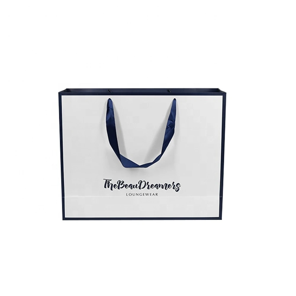 Hot Selling Custom Logo White Shopping Paper Bag With Handle and Custom Printing