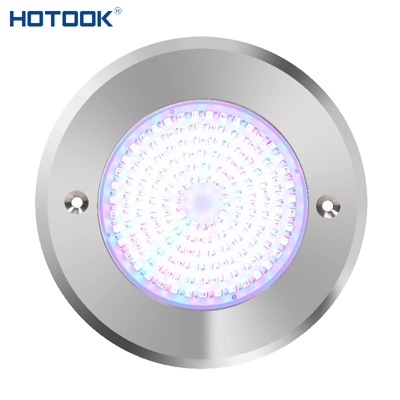 HOTOOK 12 Volt 15W Stainless Steel 316L IP68 RGB Resin Filled Surface Mounted LED 155mm Swimming Pool Lights LED Underwater