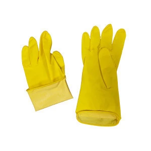 household 100% latex  powder free washing cleaning kitchen working  yellow   rubber gloves latex