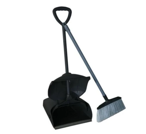 Household/hotel/restaurant Aluminium/iron handle plastic dustpan with cover and broom set