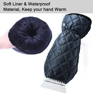 Ice Scraper Mitt For Car Windshield Snow Scrapers with Waterproof Glove Lined of Thick Fleece