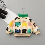 IHJ753 Boys and girls cartoon plus fleece Sweatshirts winter casual warm top baby clothes