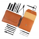 IMAGNAIL 16 in 1 Professional Grooming Tools  Nail Clippers Manicure Pedicure Kit with Leather Package
