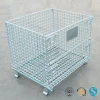Industrial rolling metal storage cage wire mesh container for wearhouse