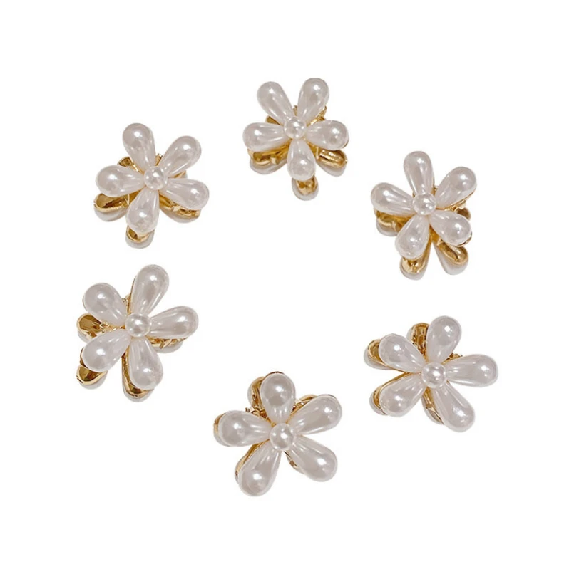 INS Korea Hair Jaws  Flowers Pearls Mini Hair Claws Clips  for Women