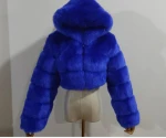 JACKETOWN New Arrival Plus Size Furry Cropped Faux Fur Coats and Jackets Women Fluffy Winter Jacket with Hood
