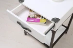 JUSTHOME white high gloss bedroom wood metal fashion bedside table luxury nightstand with drawers
