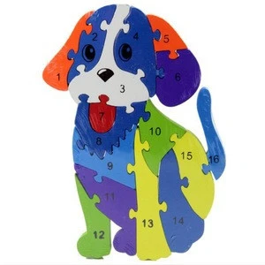 kids cognitive number wholesale funny wooden cartoon animal 3d puzzle