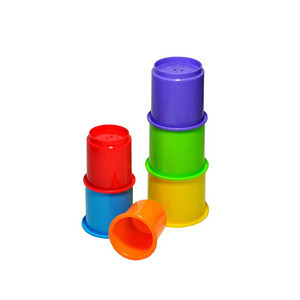 Kids food grade PP plastic stack and counting cups children toys educational baby stacking cups